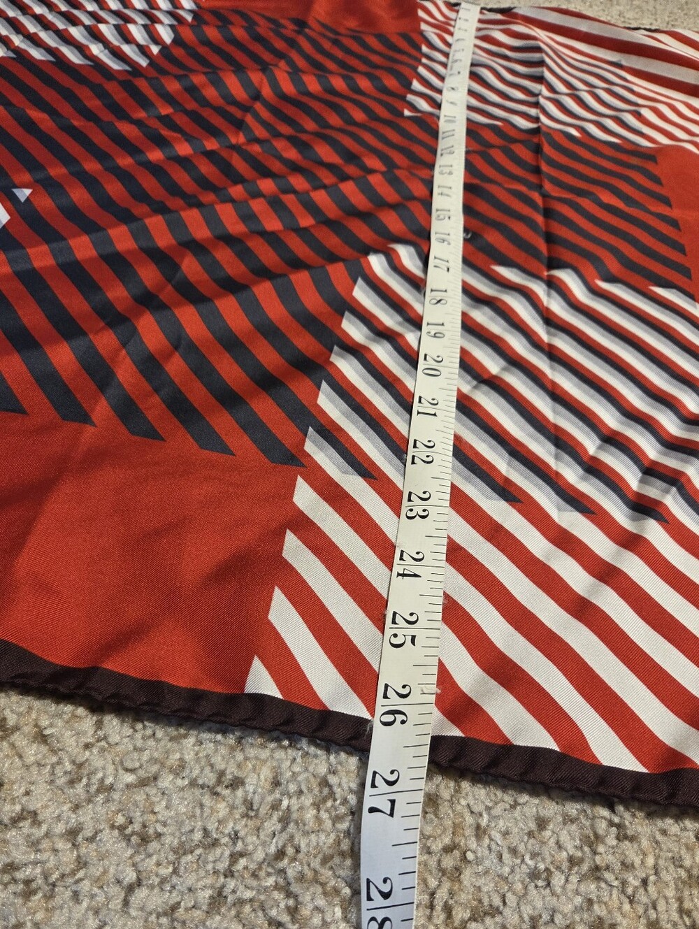 Alain Figaret Italian Silk Scarf 26" X 26" Square Bold Red White Stripes Cross - Picture 6 of 7